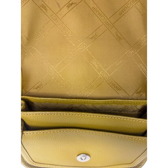 Longchamp Le Foulonné Mimosa Yellow Leather Crossbody Bag Adjustable Strap - Picture 9 of 16